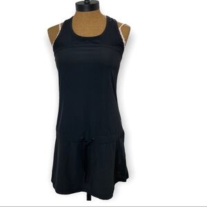 Head black Racerback tennis dress adjustable drawstring at hip flared skirt XS 